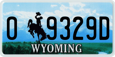 WY license plate 09329D