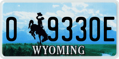 WY license plate 09330E