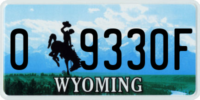 WY license plate 09330F