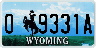 WY license plate 09331A