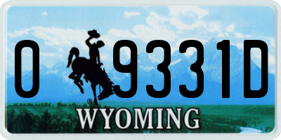 WY license plate 09331D