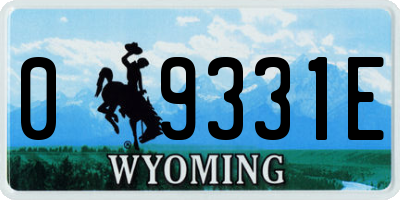 WY license plate 09331E