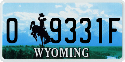 WY license plate 09331F