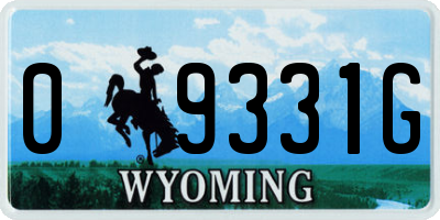 WY license plate 09331G
