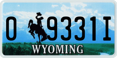 WY license plate 09331I