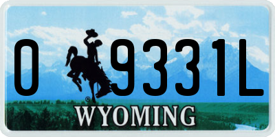 WY license plate 09331L