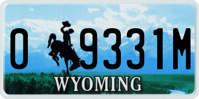 WY license plate 09331M