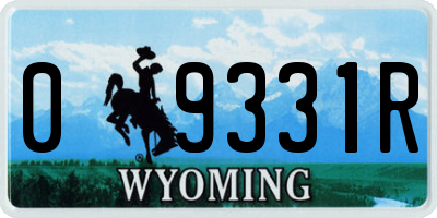 WY license plate 09331R