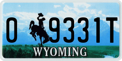 WY license plate 09331T