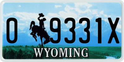 WY license plate 09331X