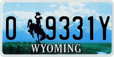 WY license plate 09331Y