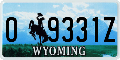 WY license plate 09331Z