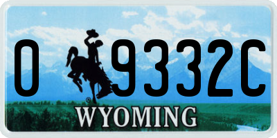 WY license plate 09332C