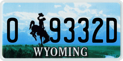 WY license plate 09332D