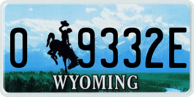 WY license plate 09332E