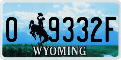 WY license plate 09332F