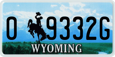 WY license plate 09332G