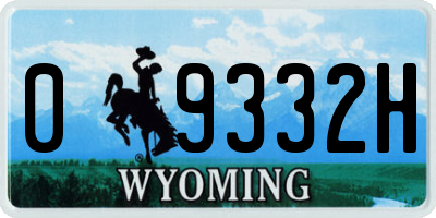 WY license plate 09332H