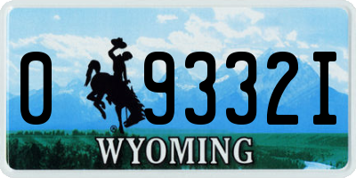 WY license plate 09332I
