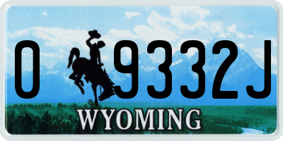 WY license plate 09332J