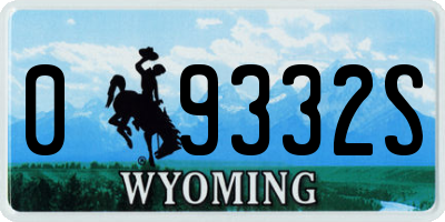 WY license plate 09332S