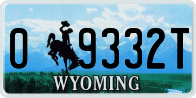WY license plate 09332T