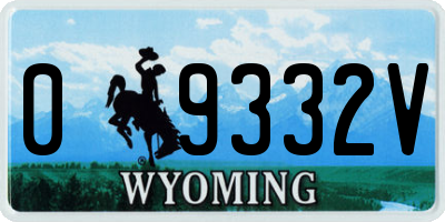 WY license plate 09332V