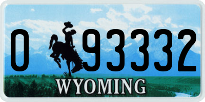 WY license plate 093332