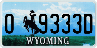 WY license plate 09333D