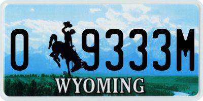 WY license plate 09333M