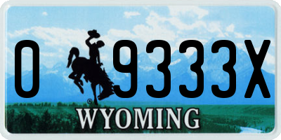 WY license plate 09333X