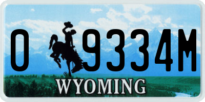 WY license plate 09334M