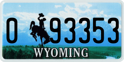 WY license plate 093353
