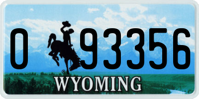 WY license plate 093356