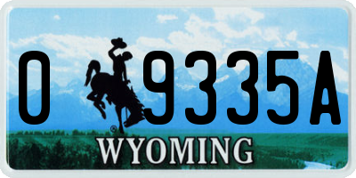 WY license plate 09335A