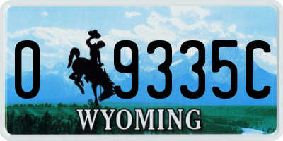 WY license plate 09335C