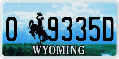 WY license plate 09335D