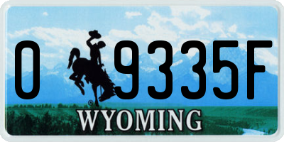 WY license plate 09335F