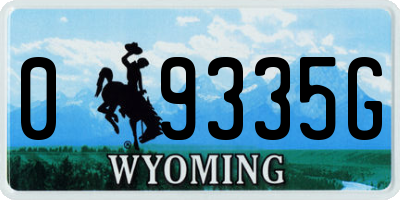 WY license plate 09335G