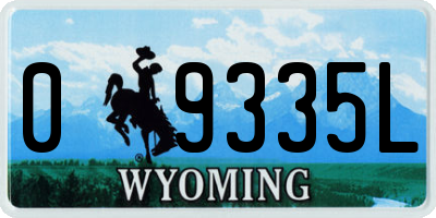 WY license plate 09335L