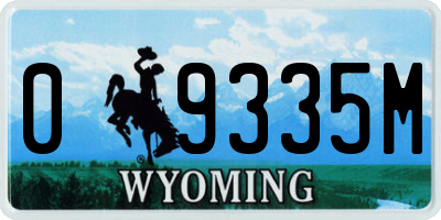 WY license plate 09335M