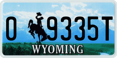 WY license plate 09335T