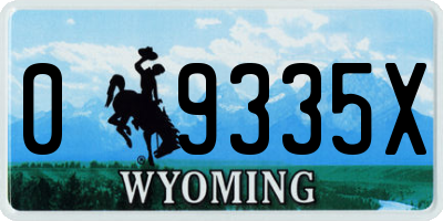 WY license plate 09335X