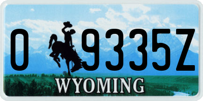 WY license plate 09335Z