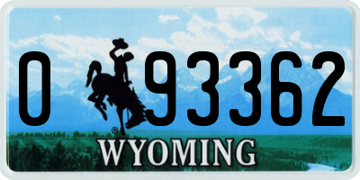 WY license plate 093362