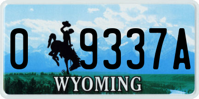 WY license plate 09337A