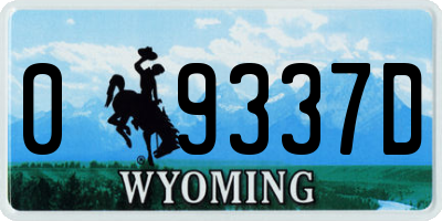 WY license plate 09337D