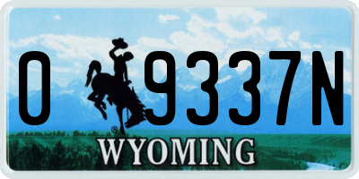 WY license plate 09337N