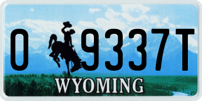 WY license plate 09337T