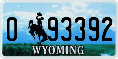 WY license plate 093392